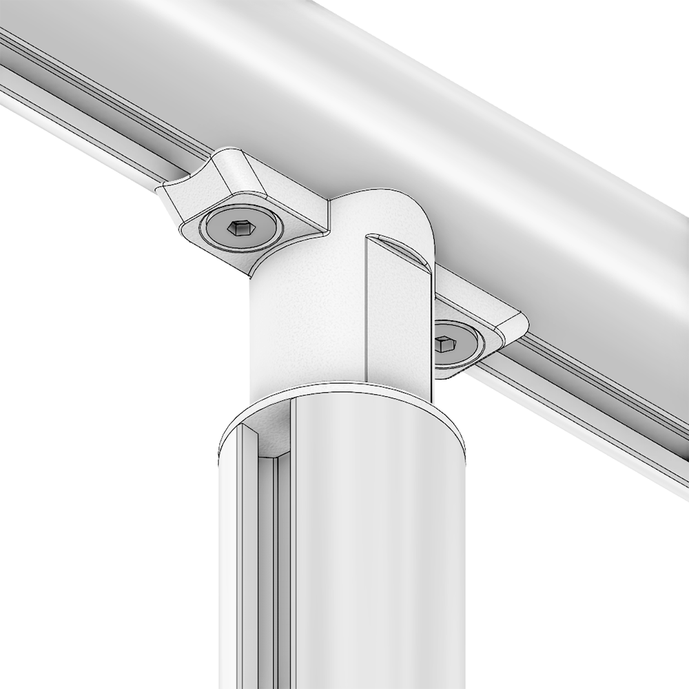 43-300-1 ALUMINUM PROFILE STAIR PART<br>90 DEGREE CONNECTION FOR 40MM ROUND RAIL